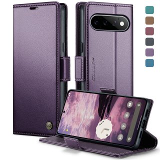 CaseMe Google Pixel 11/Pixel 11 Pro RFID Wallet Case with Magnetic Buckle & Wireless Charging Purple
