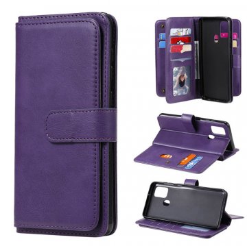 Samsung Galaxy A21S Multi-function 10 Card Slots Wallet Case Violet