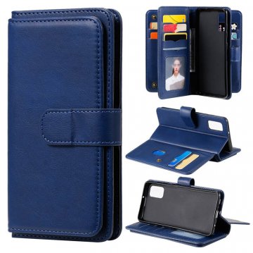 Samsung Galaxy A41 Multi-function 10 Card Slots Wallet Case Dark Blue