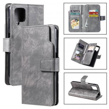 Samsung Galaxy A12 5G Wallet 9 Card Slots Magnetic Case Gray