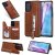 Samsung Galaxy Note 20 Ultra Zipper Pocket Card Slots Magnetic Clasp Stand Case Brown