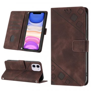 Skin-friendly iPhone 11 Wallet Stand Case with Wrist Strap Coffee