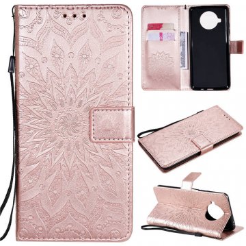 Xiaomi Mi 10T Lite Embossed Sunflower Wallet Magnetic Stand Case Rose Gold