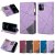 iPhone 12 Color Splicing Lines Wallet Stand Case Purple