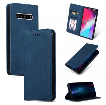 Samsung Galaxy S10 5G Magnetic Flip Wallet Stand Case Blue