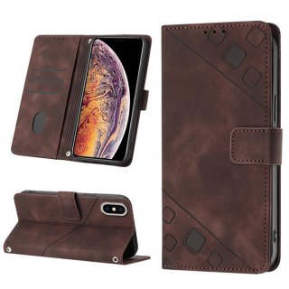 Skin-friendly iPhone XS Max Wallet Stand Case with Wrist Strap Coffee