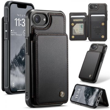 CaseMe iPhone 16e RFID Blocking Card Holder Kickstand Case Black