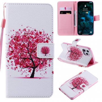 iPhone 12 Pro Max Embossed Colored Red Tree Wallet Magnetic Stand Case