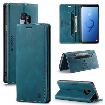 Autspace Samsung Galaxy S9 Wallet Kickstand Case Blue