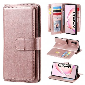 Samsung Galaxy Note 10 Multi-function 10 Card Slots Wallet Case Rose Gold