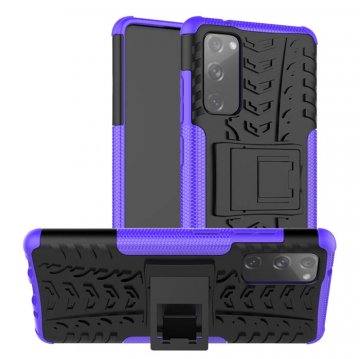 Samsung Galaxy S20 FE Hybrid Rugged PC + TPU Kickstand Case Purple