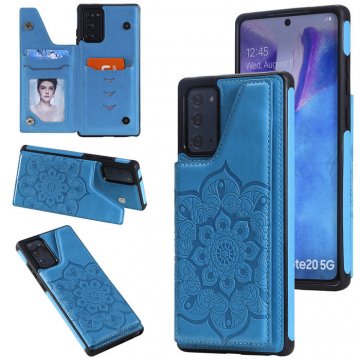 Samsung Galaxy Note 20 Embossed Wallet Magnetic Stand Case Blue