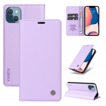 YIKATU iPhone 14 Plus Wallet Kickstand Magnetic Case Purple