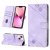 Skin-friendly iPhone 13 Mini Wallet Stand Case with Wrist Strap Purple