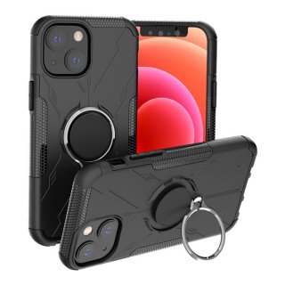 iPhone 13 Mini Hybrid Rugged Ring Kickstand Case Black