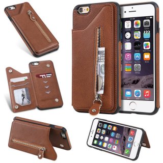 iPhone 6 Plus/6s Plus Wallet Magnetic Stand Shockproof Cover Brown