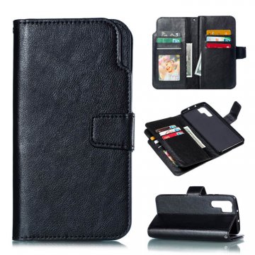 Huawei P30 Pro Wallet 9 Card Slots Crazy Horse Leather Case Black