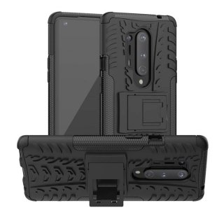 OnePlus 8 Pro Hybrid Rugged PC + TPU Kickstand Case Black