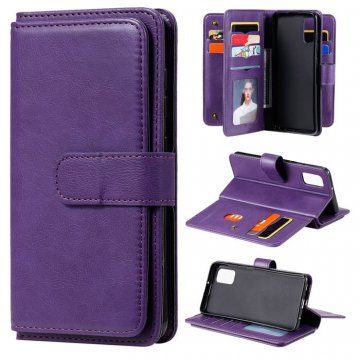 Samsung Galaxy A41 Multi-function 10 Card Slots Wallet Case Violet