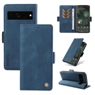 YIKATU Google Pixel 7 Pro Skin-touch Wallet Kickstand Case Blue