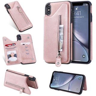 iPhone XS Max Wallet Magnetic Kickstand Shockproof Cover Rose Gold