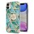 iPhone 11 Flower Pattern Marble Electroplating TPU Case Blue