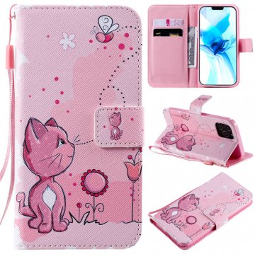 iPhone 12 Pro Embossed Cats and Bees Wallet Magnetic Stand Case