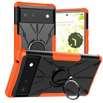 Google Pixel 6 Hybrid Rugged Ring Kickstand Case Orange