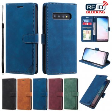Samsung Galaxy S10 Wallet RFID Blocking Kickstand Case Blue