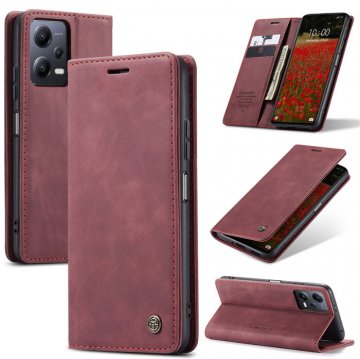 CaseMe Xiaomi POCO X5 5G Wallet Magnetic Suede Leather Case Red