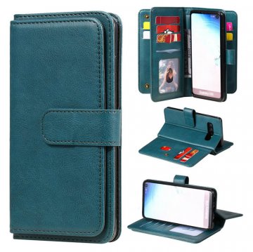 Samsung Galaxy S10 Multi-function 10 Card Slots Wallet Case Dark Green