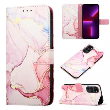 Marble Pattern Moto G22 Wallet Stand Case Rose Gold
