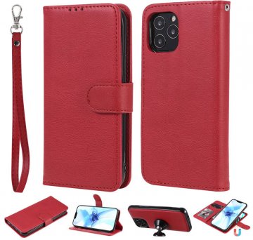 iPhone 12 Pro Wallet Magnetic Detachable 2 in 1 Case Red