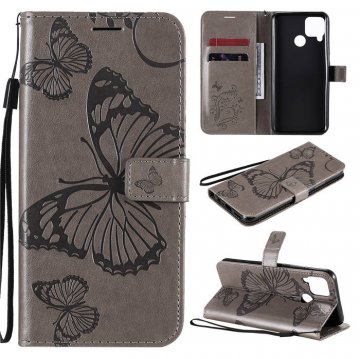 OPPO Realme C15 Embossed Butterfly Wallet Magnetic Stand Case Gray
