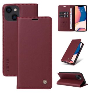 YIKATU iPhone 14 Wallet Kickstand Magnetic Case Red