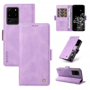 YIKATU Samsung Galaxy S20 Ultra Skin-touch Wallet Kickstand Case Purple