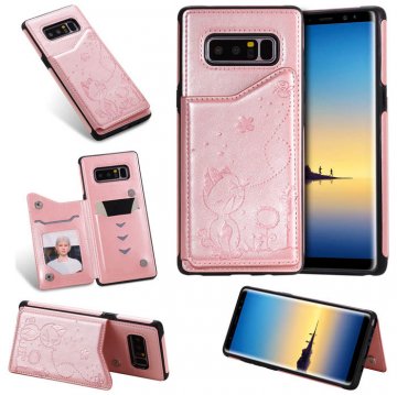 Samsung Galaxy Note 8 Bee and Cat Card Slots Stand Cover Rose Gold