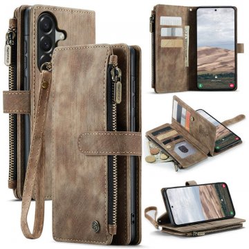 CaseMe Samsung Galaxy A57 Wallet kickstand Case with Wrist Strap Coffee