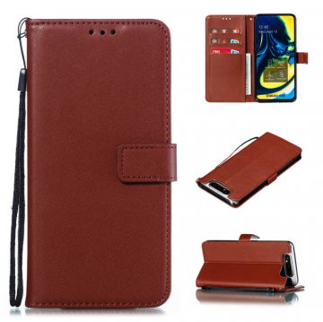 Samsung Galaxy A80 Wallet Kickstand Magnetic Leather Case Brown