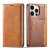 LC.IMEEKE Card Holder Magnetic Color Splicing Phone Case Brown