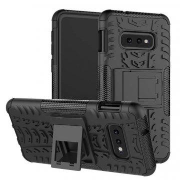 Samsung Galaxy S10e Hybrid Rugged PC + TPU Kickstand Case Black