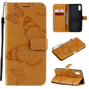 Xiaomi Redmi 9A Embossed Butterfly Wallet Magnetic Stand Case Yellow