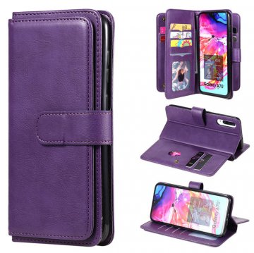 Samsung Galaxy A70 Multi-function 10 Card Slots Wallet Case Violet