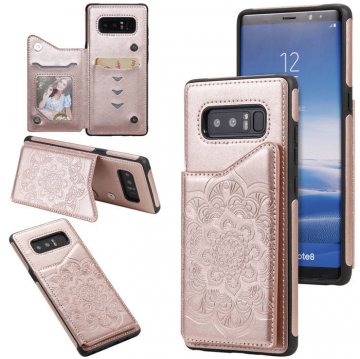 Samsung Galaxy Note 8 Embossed Wallet Magnetic Stand Case Rose Gold