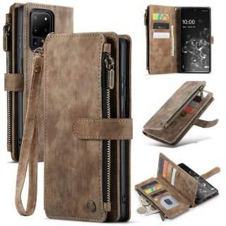 CaseMe Samsung Galaxy S20 Ultra Wallet Kickstand Retro Case Coffee