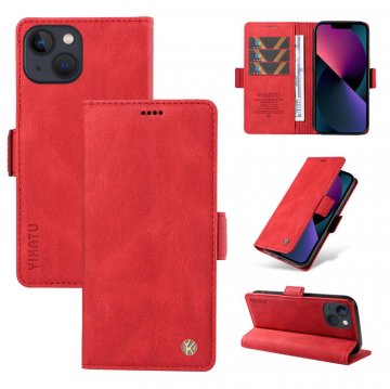 YIKATU iPhone 14 Skin-touch Wallet Kickstand Case Red