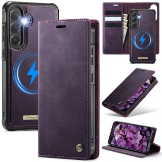 CaseMe Samsung Galaxy S24 FE 2-in-1 Magnetic Wallet Case – Wireless Charging & RFID Blocking Purple