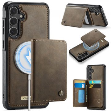 CaseMe Samsung Galaxy S25 FE Detachable Magnetic Wallet Case with RFID Blocking & Wireless Charging - Coffee