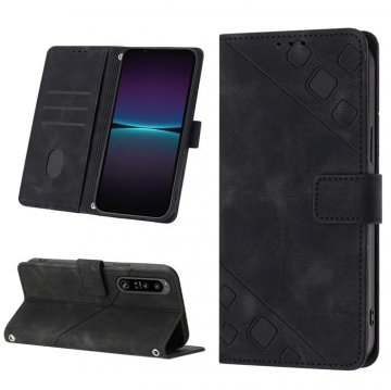 Skin-friendly Sony Xperia 1 IV Wallet Stand Case with Wrist Strap Black