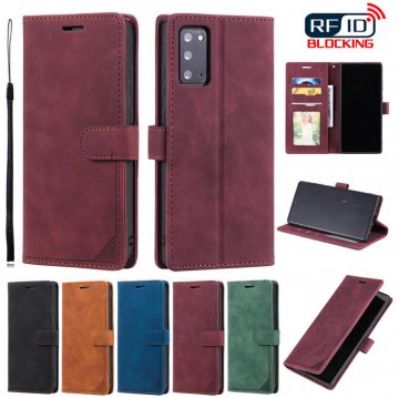 Samsung Galaxy Note 20 Wallet RFID Blocking Kickstand Case Red